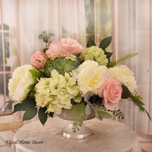 Peony Hydrangea and Rose Silk Centerpiece
