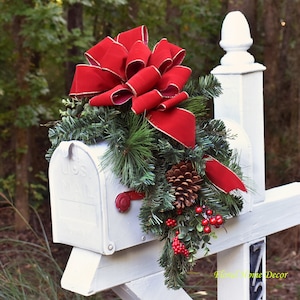 Holiday Mailbox Swag - Faux Christmas Floral Design
