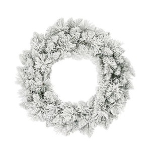 Snow Flocked Christmas Wreath - Faux  Frosted Holiday Wreath