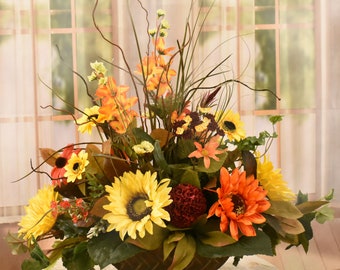 Sunflower and Wildflower Silk Centerpiece