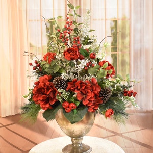 Grande Winter Greens and Berry Floral Design - One Sided