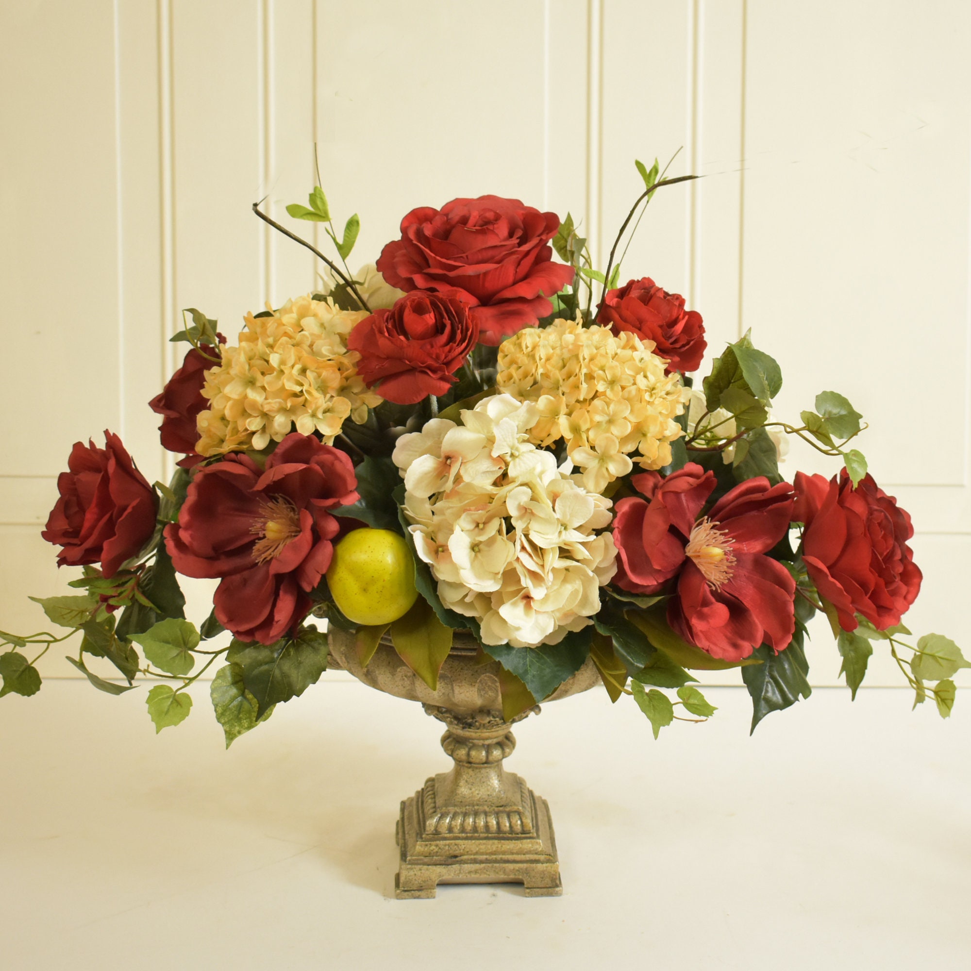 Mixed Silk Flower Arrangement Rose And Hydrangea Elegant Silk Etsy