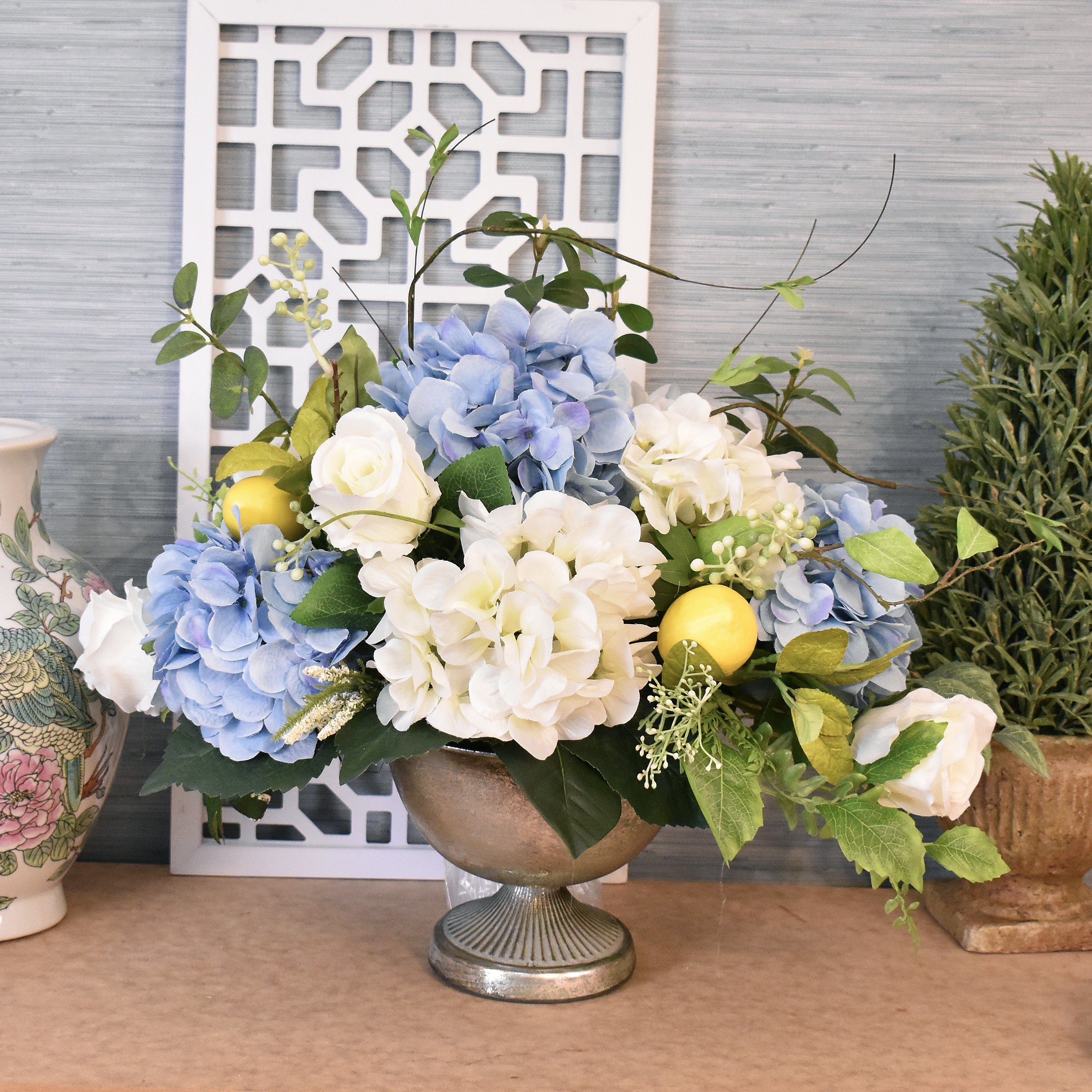 コレクション Hydrangea4937 Blue and White Hydrangea Centerpiece With Lemons - Etsy Canada