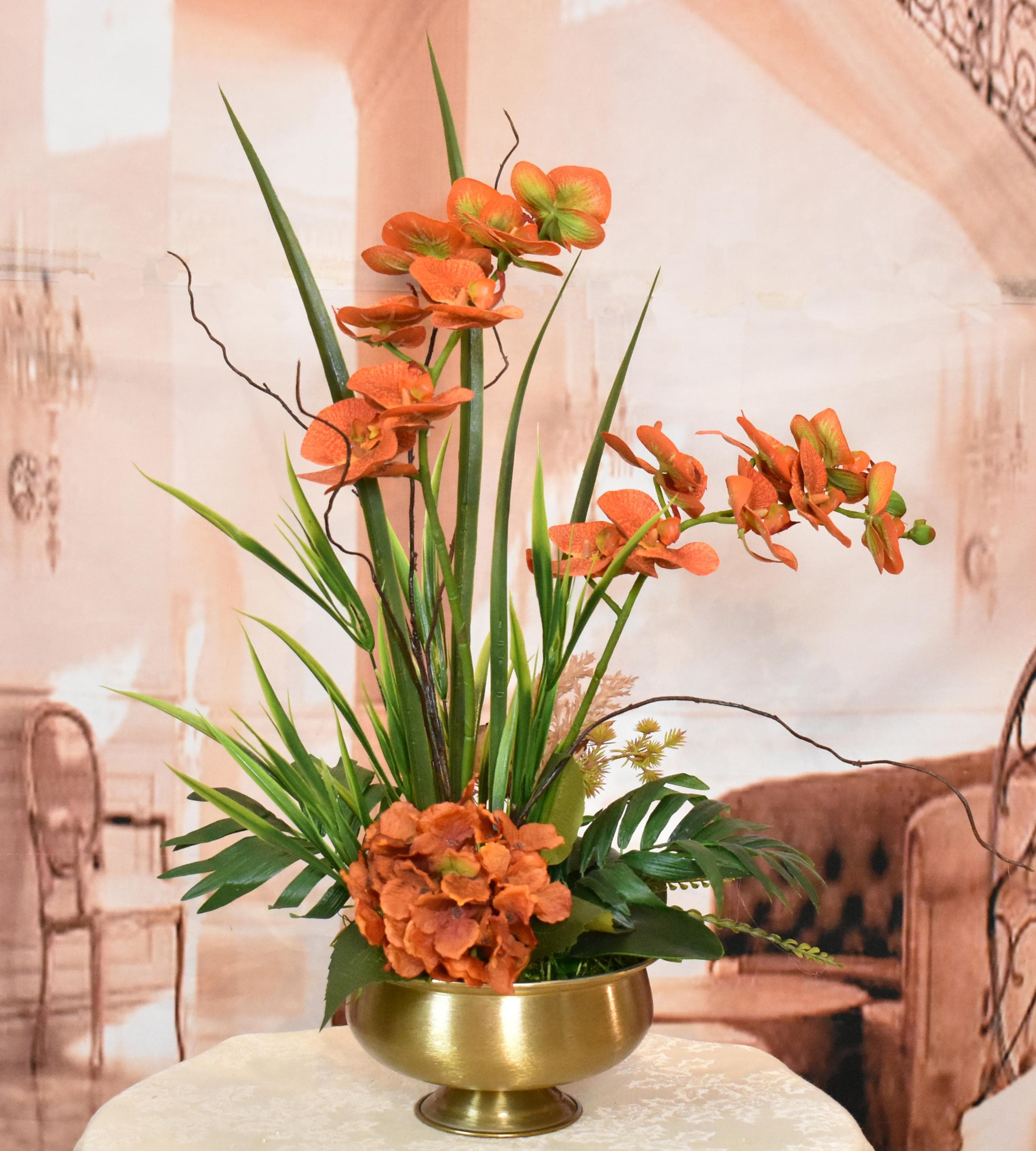 Fiori artificiali per cimitero mazzo con orchidee e anthurium in silicone - Tonino Fiori Design
