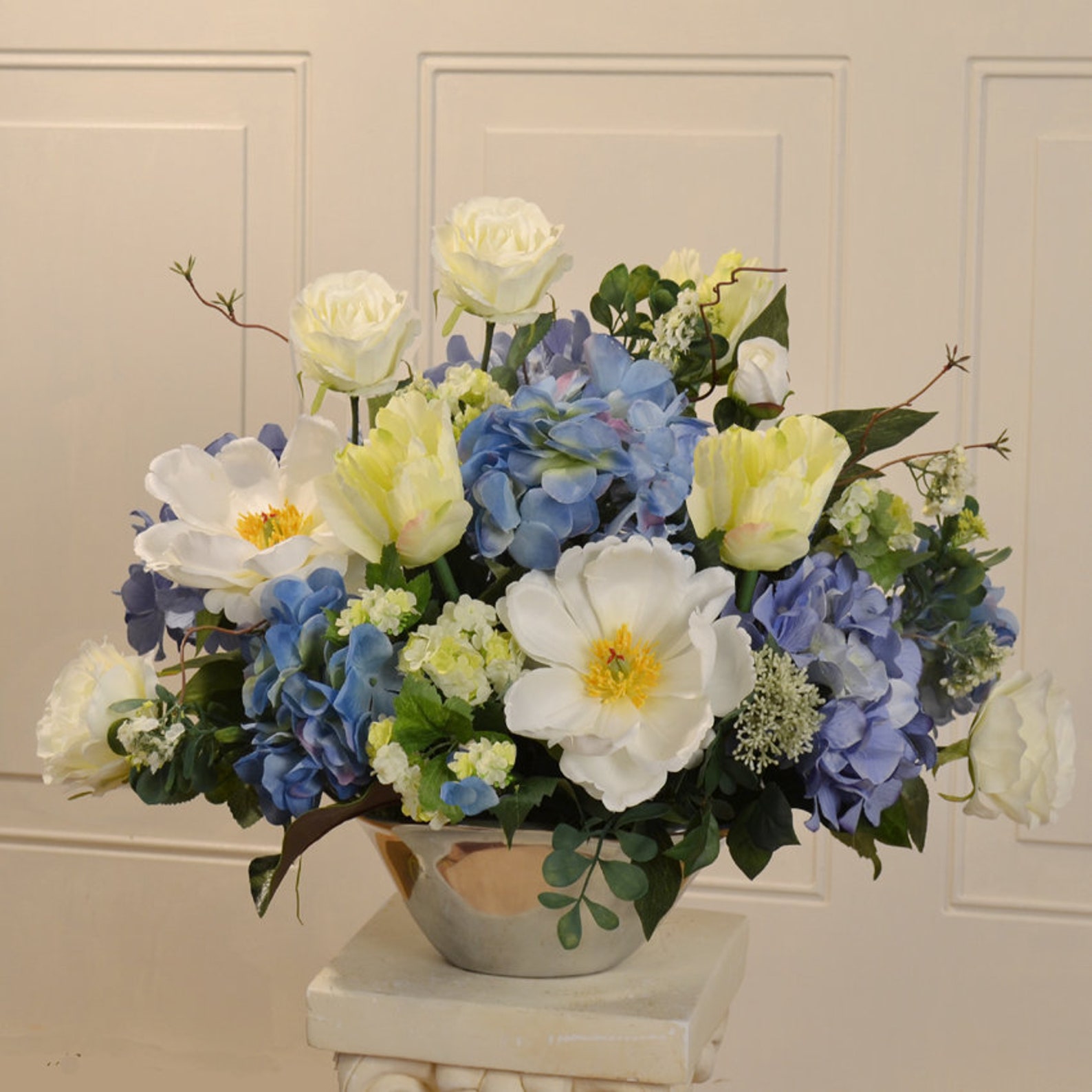 Blue Flower Vase Centerpiece