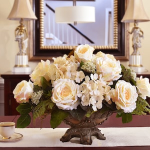 Roses and Silk Floral Arrangement in Vase