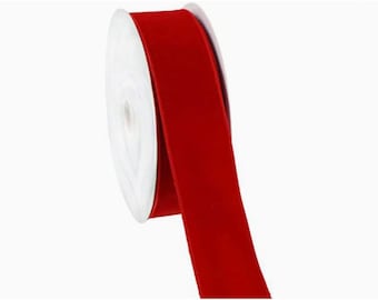 50 Yards Wired Edge Red Velvet Ribbon  - 2.5" Width - Christmas Ribbon- Bows - # 40 Width