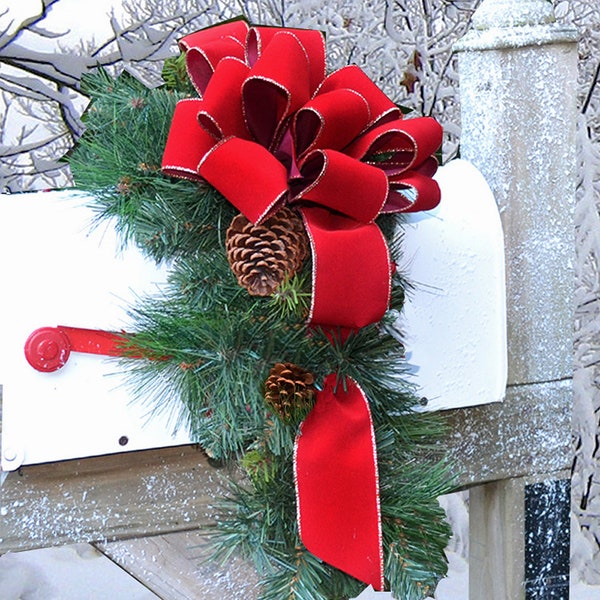 Holiday Mailbox Swag - Faux Christmas Floral Design