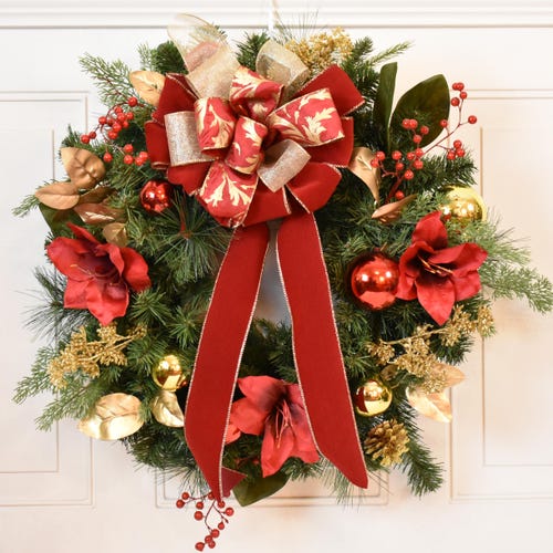 Grande Winter Greens and Berry Floral Design - One Sided - Etsy