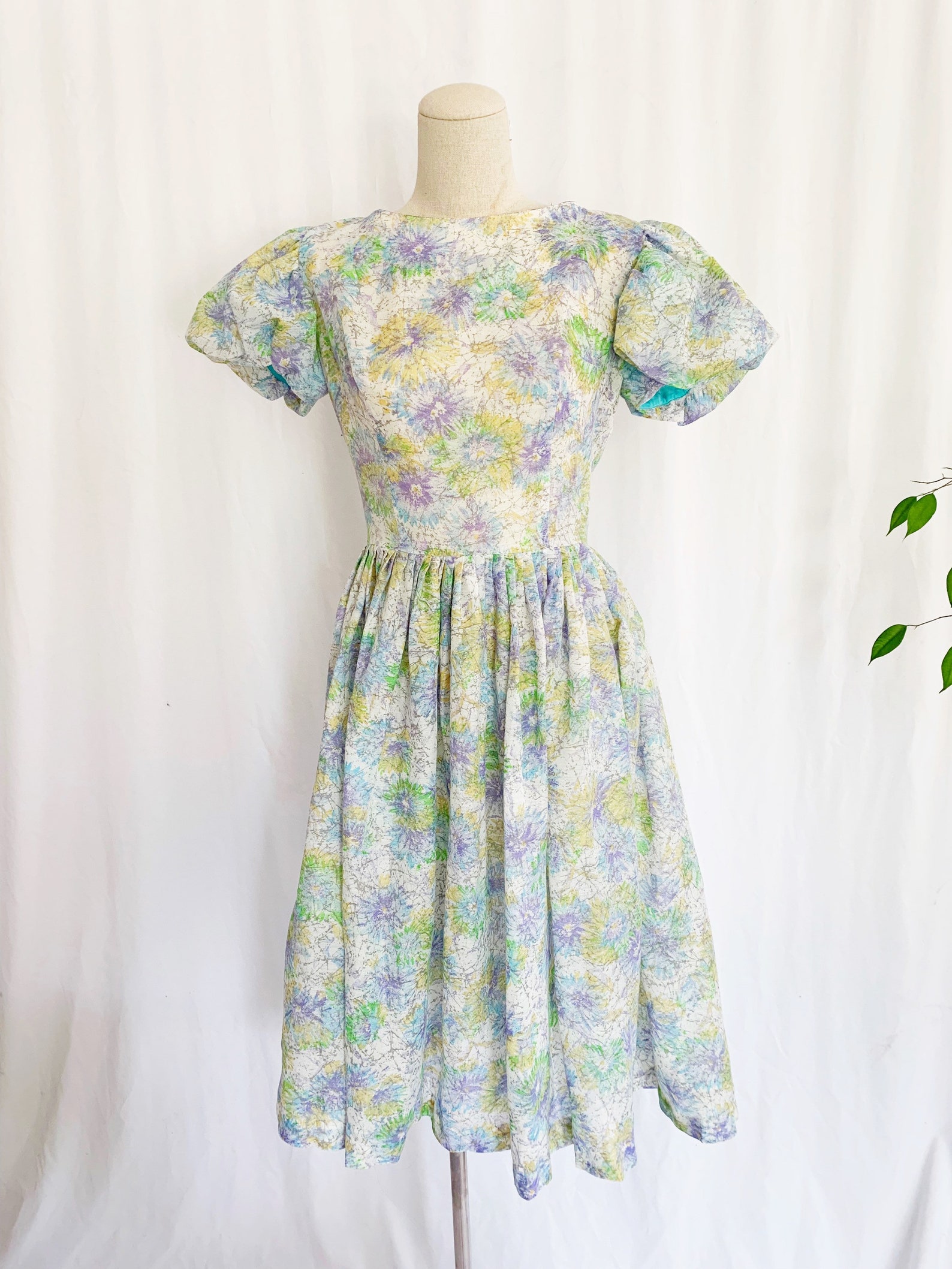 1950s Small Cotton Puff Sleeve Party Dress - Etsy