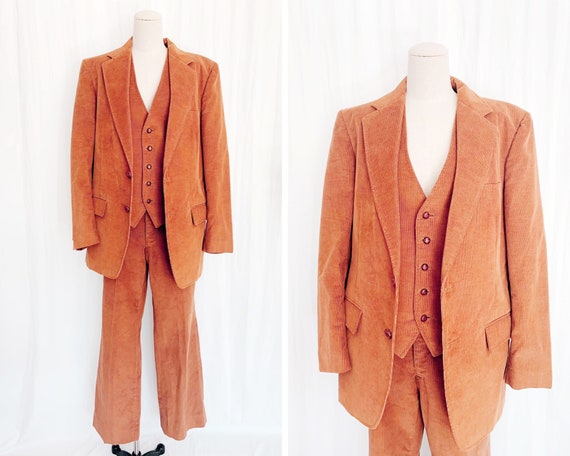 70s Three Piece 40R Sears Corduroy Suit