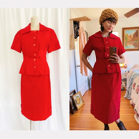 1950’s Small Whale Corduroy Skirt Suit - image 1