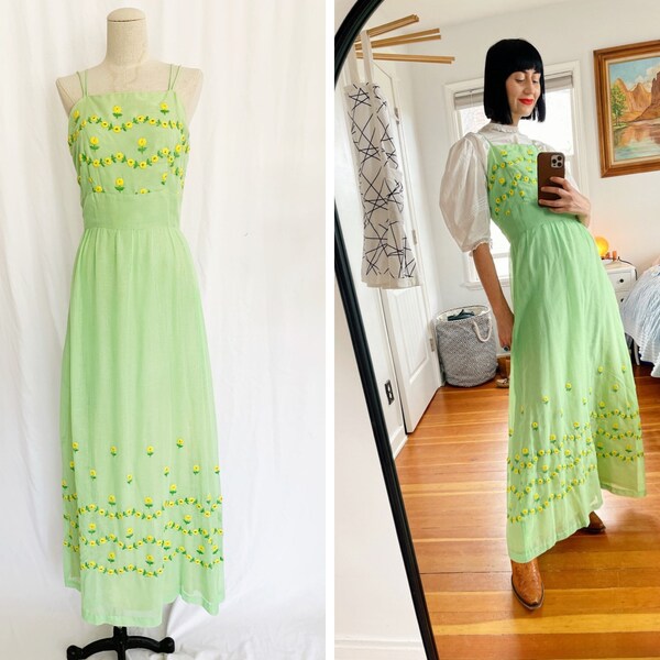 1960’s XS Embroidered Lucky Vaughn Dress