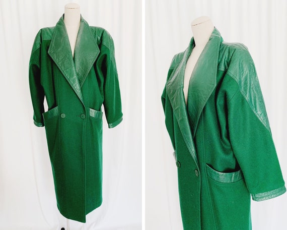 Vintage 80s M/L Wool Forest Green Coat