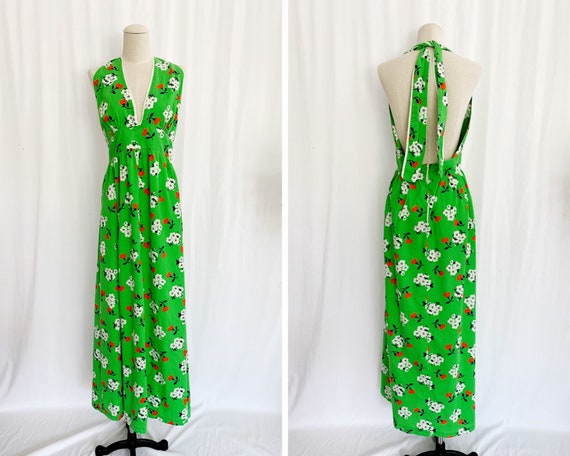 L/XL Boho Halter Maxi Dress