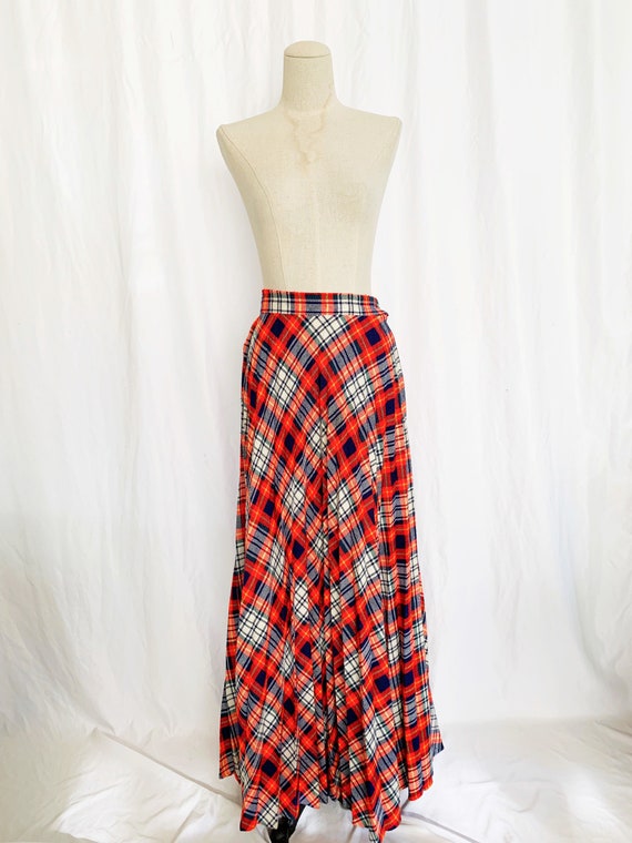 1960’s S/M Pleated Plaid Maxi Skirt - Gem