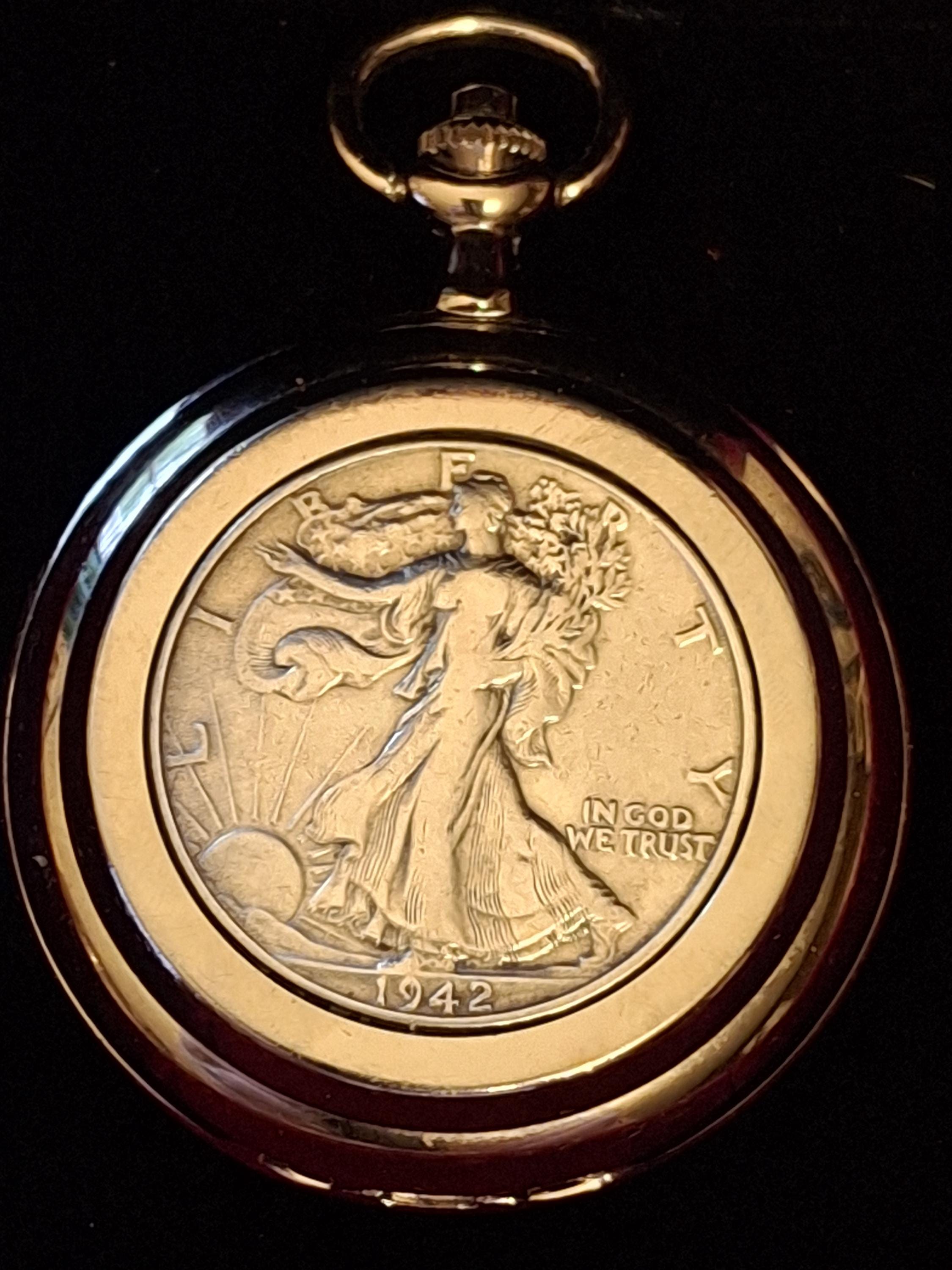 Vintage Colibri Walking Liberty Coin Half Dollar Pocket Watch Working Vintage Pocket Watch Colibri - Etsy main image 3