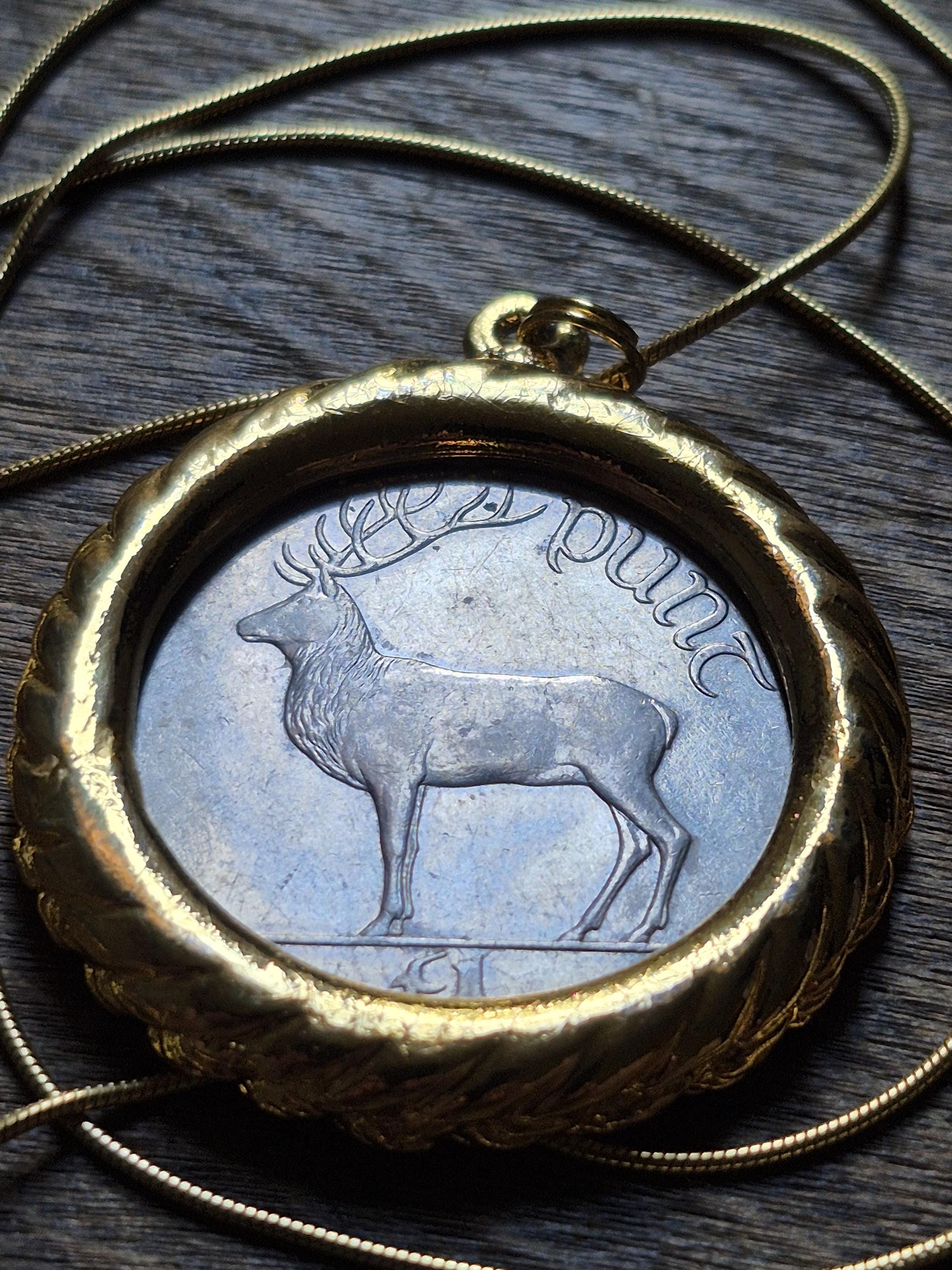 1995 Irish Eire Ireland, Wild Red Reindeer, Punt Coin, Gold Plated ...