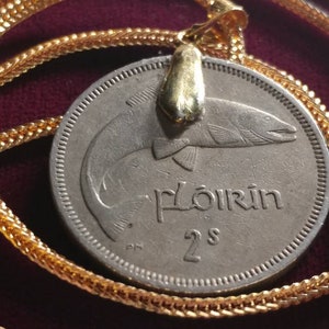 Lucky 1963 Gold layered Irish Florin pendant set on an 18KGF 28 Gold Filled Foxtail Snake Chain. image 2