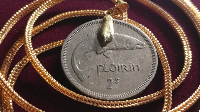 Lucky 1963 Gold layered Irish Florin pendant set on an 18KGF 28 Gold Filled Foxtail Snake Chain. image 2