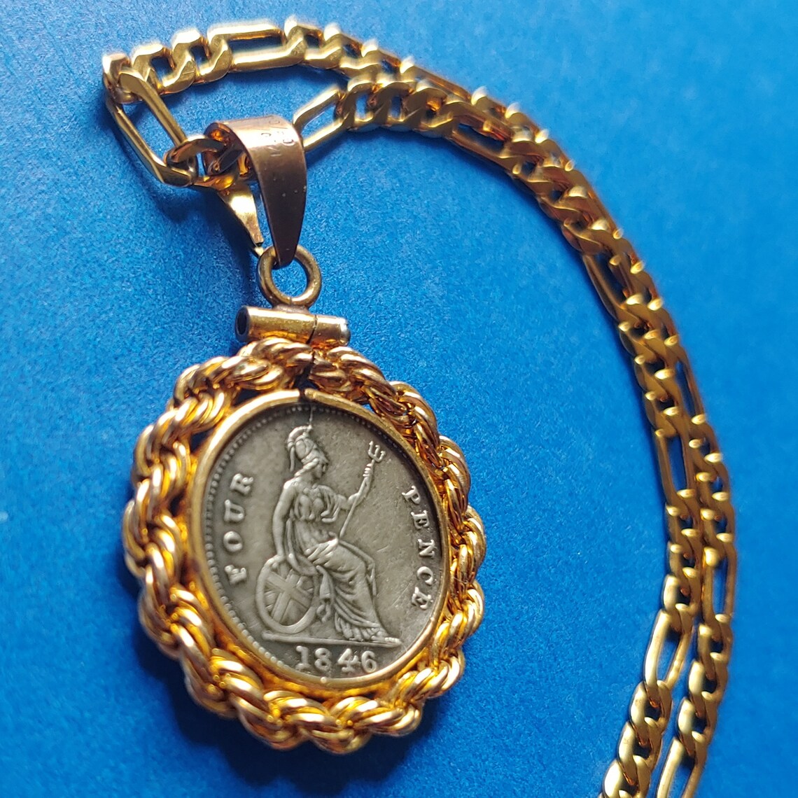 1846 Britannia Coin Pendant Necklace with Gold Filled Rope | Etsy