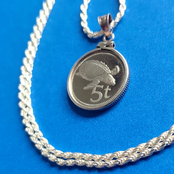 Sea Turtle Necklace, Coin Pendant Necklace from 1… - image 2