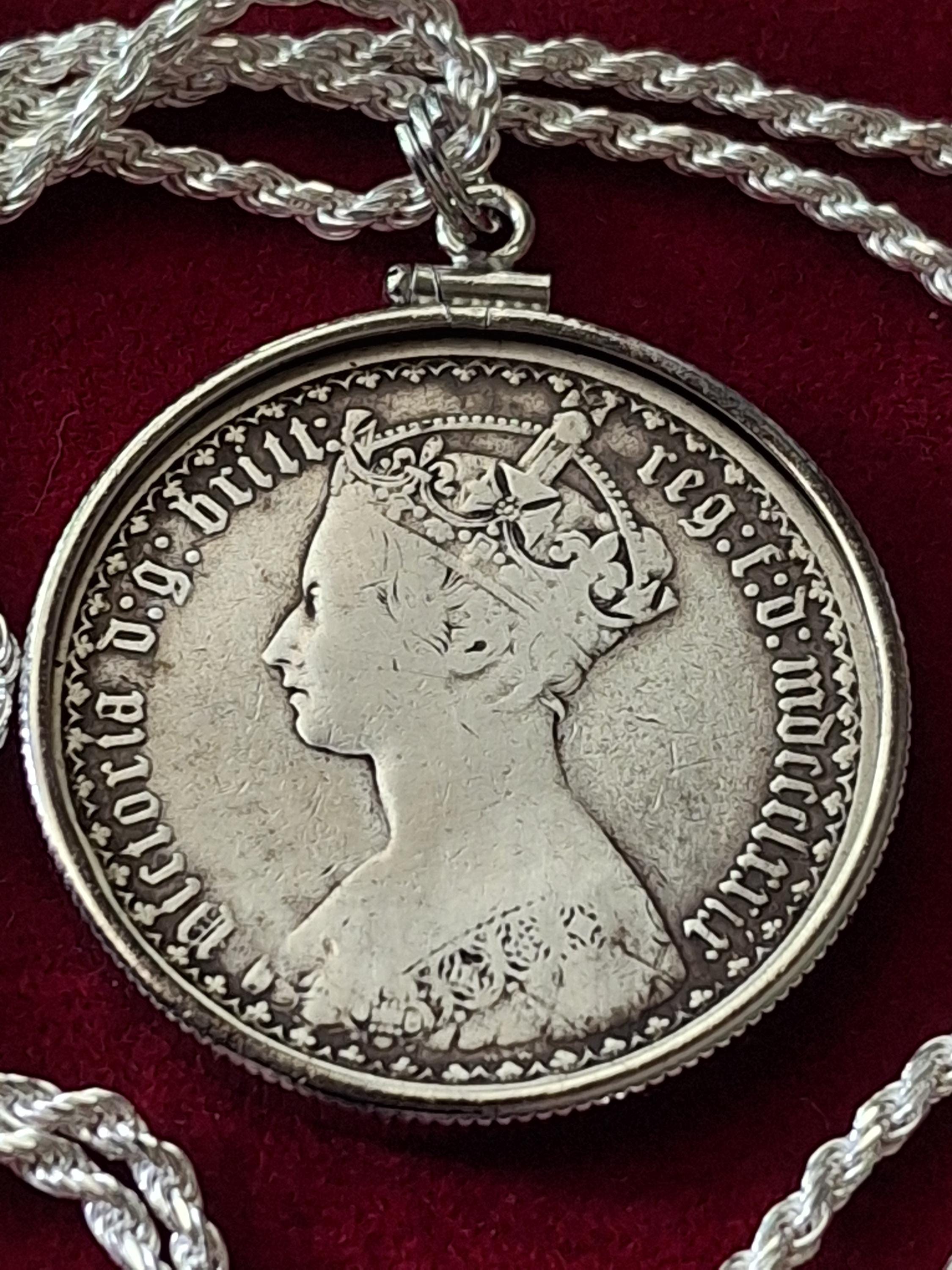 希少な 1879 年英国ビクトリア朝スターリング シルバー英国フローリン 