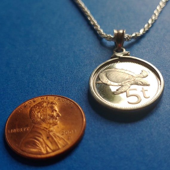 Sea Turtle Necklace, Coin Pendant Necklace from 1… - image 4