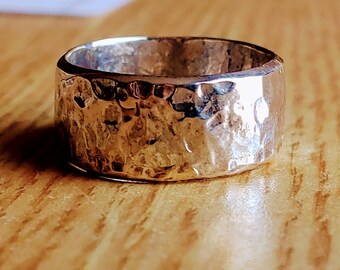 Hammered Ring, Sterling Silver Celtic Band, 11.4mmx13grams Size 13,