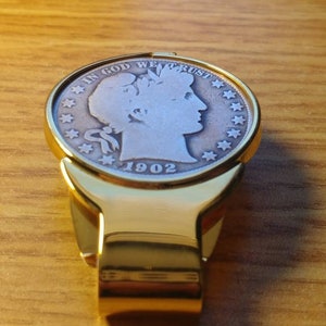 Authentische 1902 Barber Silver Half Dollar US Gold Filled 31 mm Premium Vergoldete Geldklammer