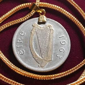 Lucky 1963 Gold layered Irish Florin pendant set on an 18KGF 28 Gold Filled Foxtail Snake Chain. image 4