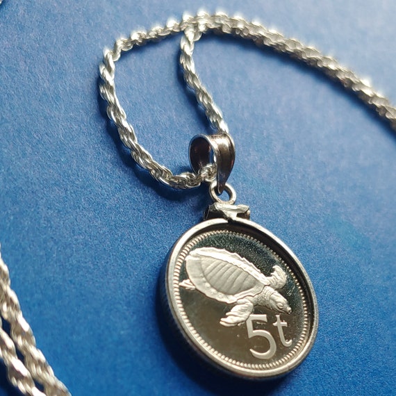 Sea Turtle Necklace, Coin Pendant Necklace from 1… - image 3