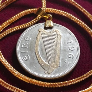 Lucky 1963 Gold layered Irish Florin pendant set on an 18KGF 28 Gold Filled Foxtail Snake Chain. image 1