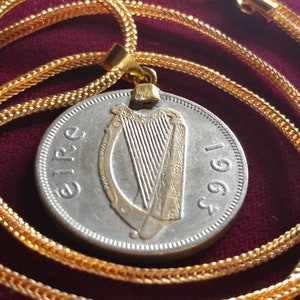 Lucky 1963 Gold layered Irish Florin pendant set on an 18KGF 28 Gold Filled Foxtail Snake Chain. image 3