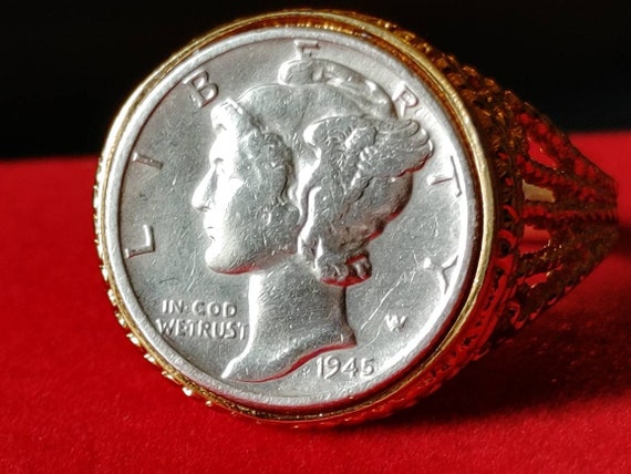 Mens American Silver 1945 Mercury Dime .925 Sterl… - image 6