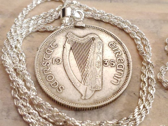 Irish harp store coin necklace
