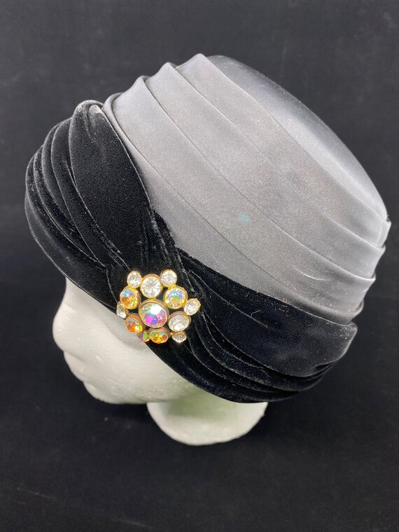 Vintage 40s Turban Hat Black & Blue Wool – Sadie Mandell