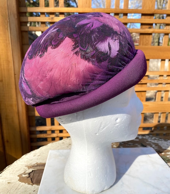 PURPLE WOOL HAT vintage 50\'s 60\'s 50 main image 4