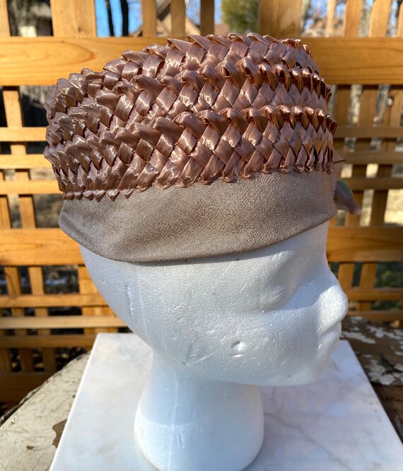 Vintage 1950s-1960s Brown Summer Straw Hat - image 2