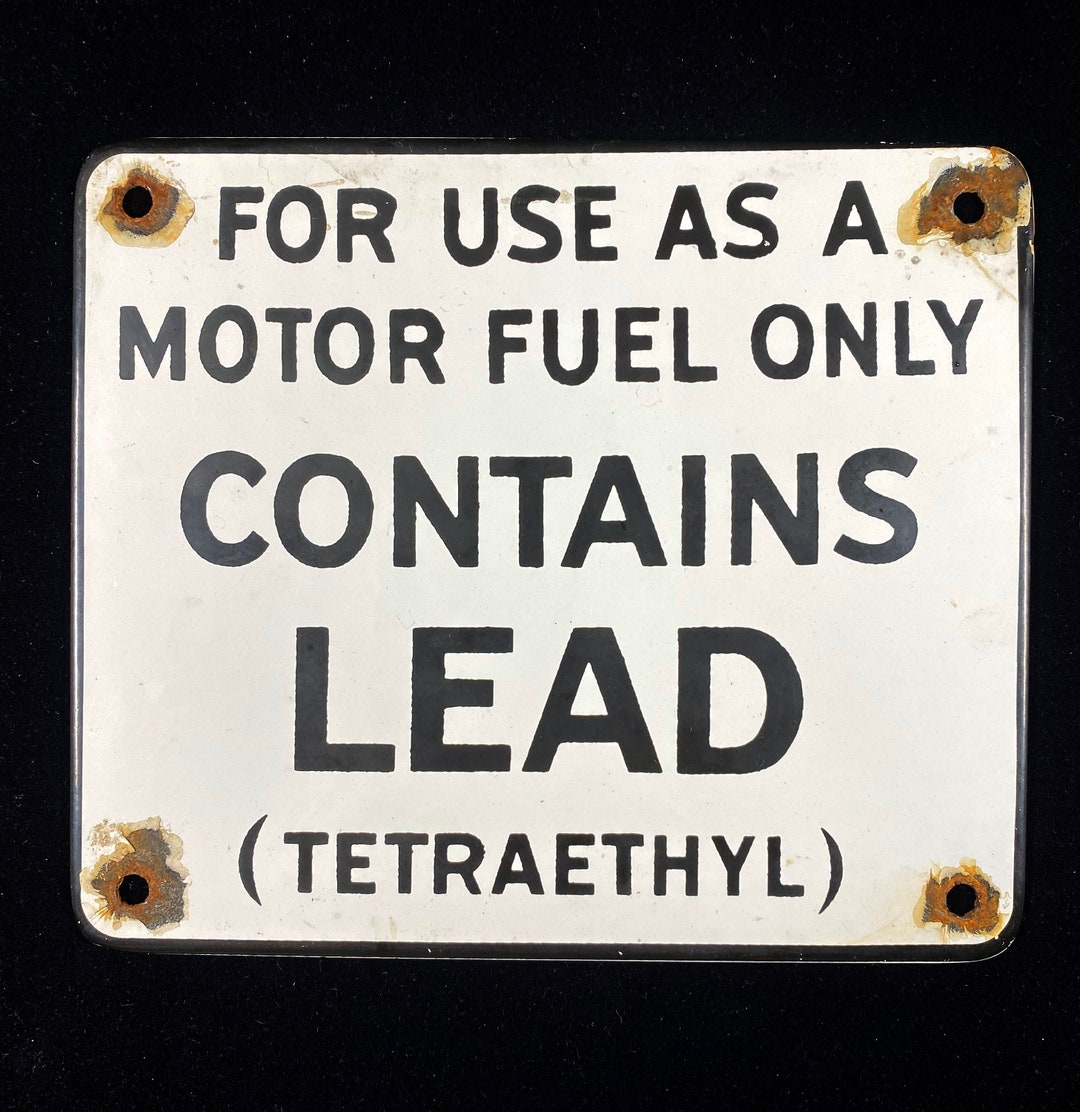 Vintage 19351955 Leaded Gasoline Sign Etsy