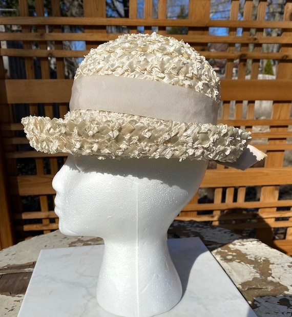 Vintage 1950s-1960s White Straw Hat - image 2