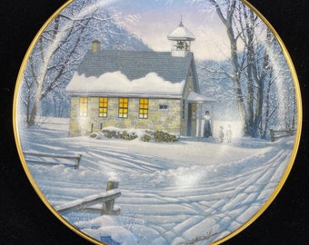 1990s Franklin Mint "Winter School Days" Collectible Plate