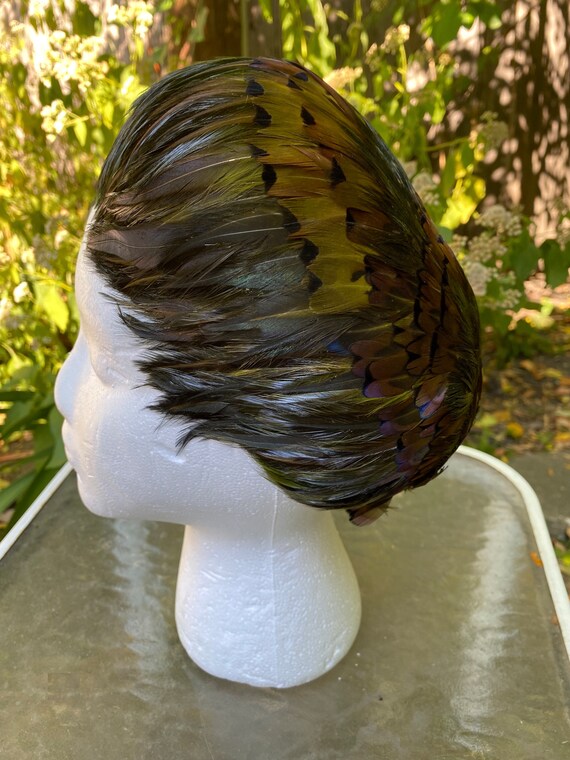 Vintage Feather Straw Magnificent Flat  Hat