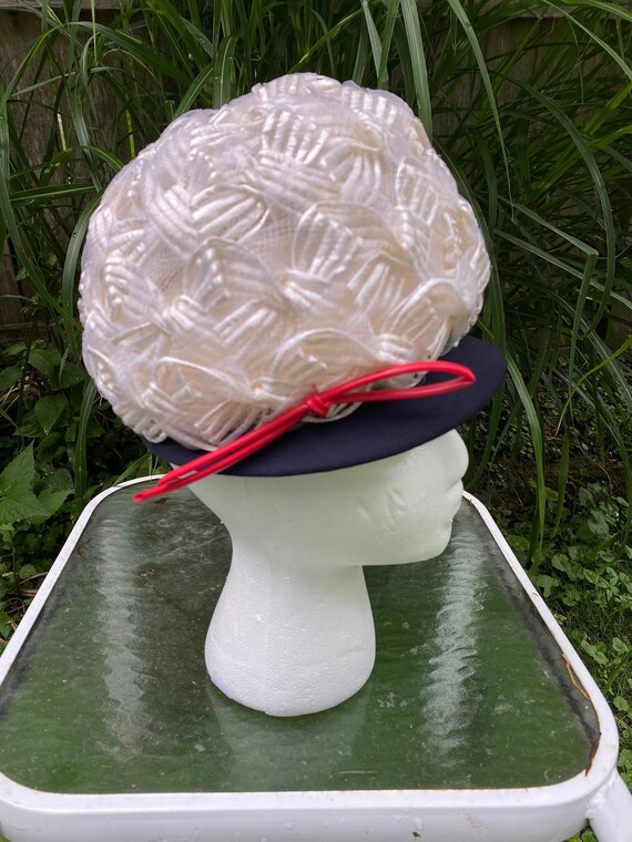 Original Mid-Century White Straw Mod Hat
