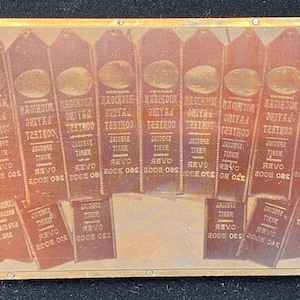 Vintage 1920s Copper Printing Plate -- Egg Laying Prize Ribbons!