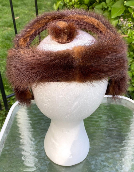 Vintage 1950s-1960s Mink Fur Half-Hat