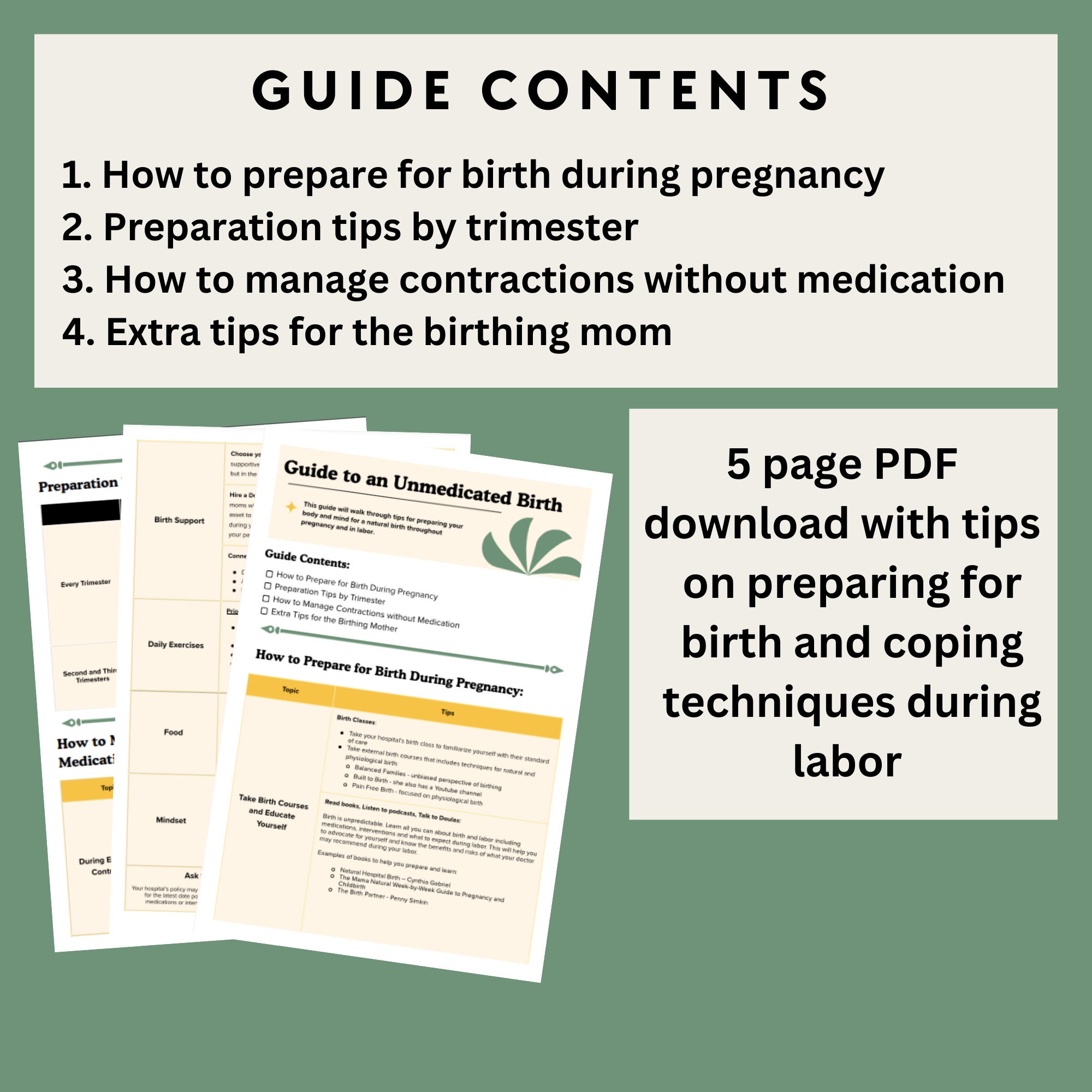 Guide to an Unmedicated Birth Natural Labor Guide Etsy