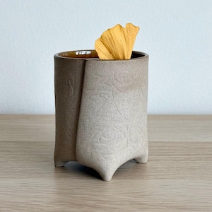 Handmade Ceramic Yunomi: Amber Stoneware Tea Cup