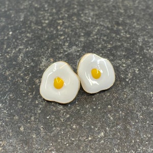 Sunny Side Up Yoke and Egg Foodie Food Lover Stud Earrings