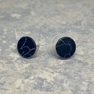 Black Circle Turquoise Stud Earrings